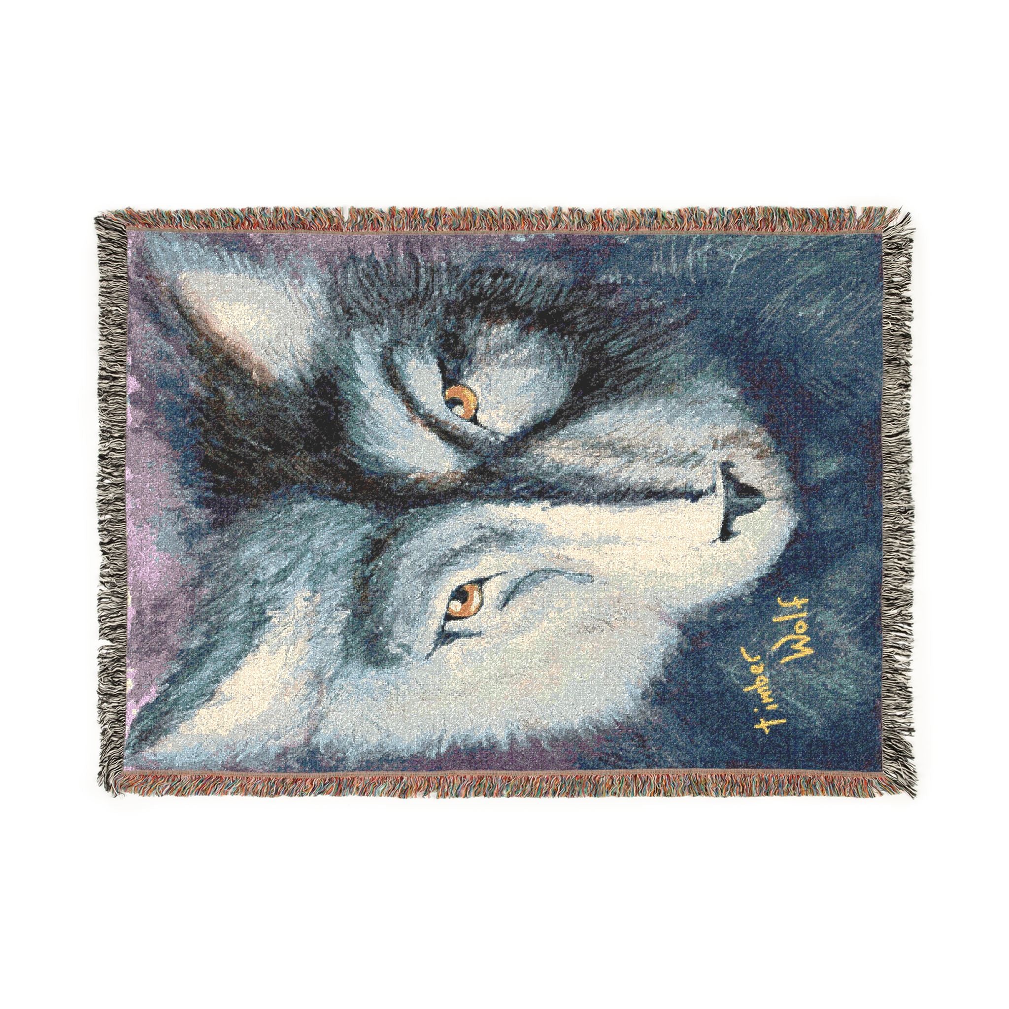 Timber Wolf Woven Blanket - Cozy Decorative Throw with Timber Wolf Design