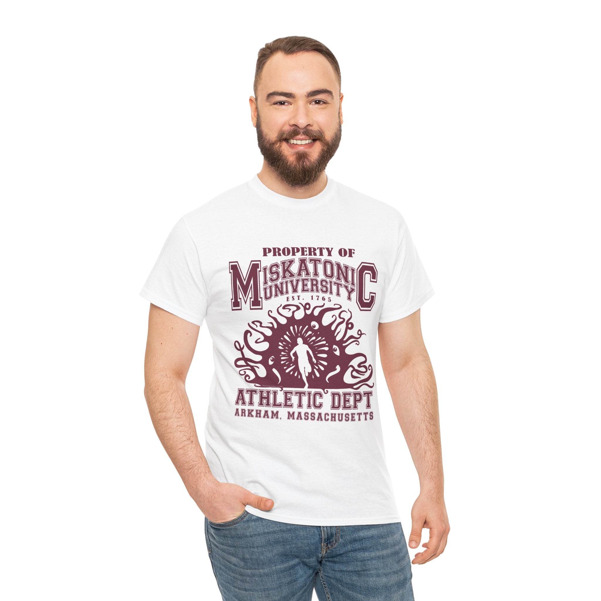 Miskatonic University Athletic Dept T-Shirt — Humorous Arkham Horror College Tee with Shoggoth