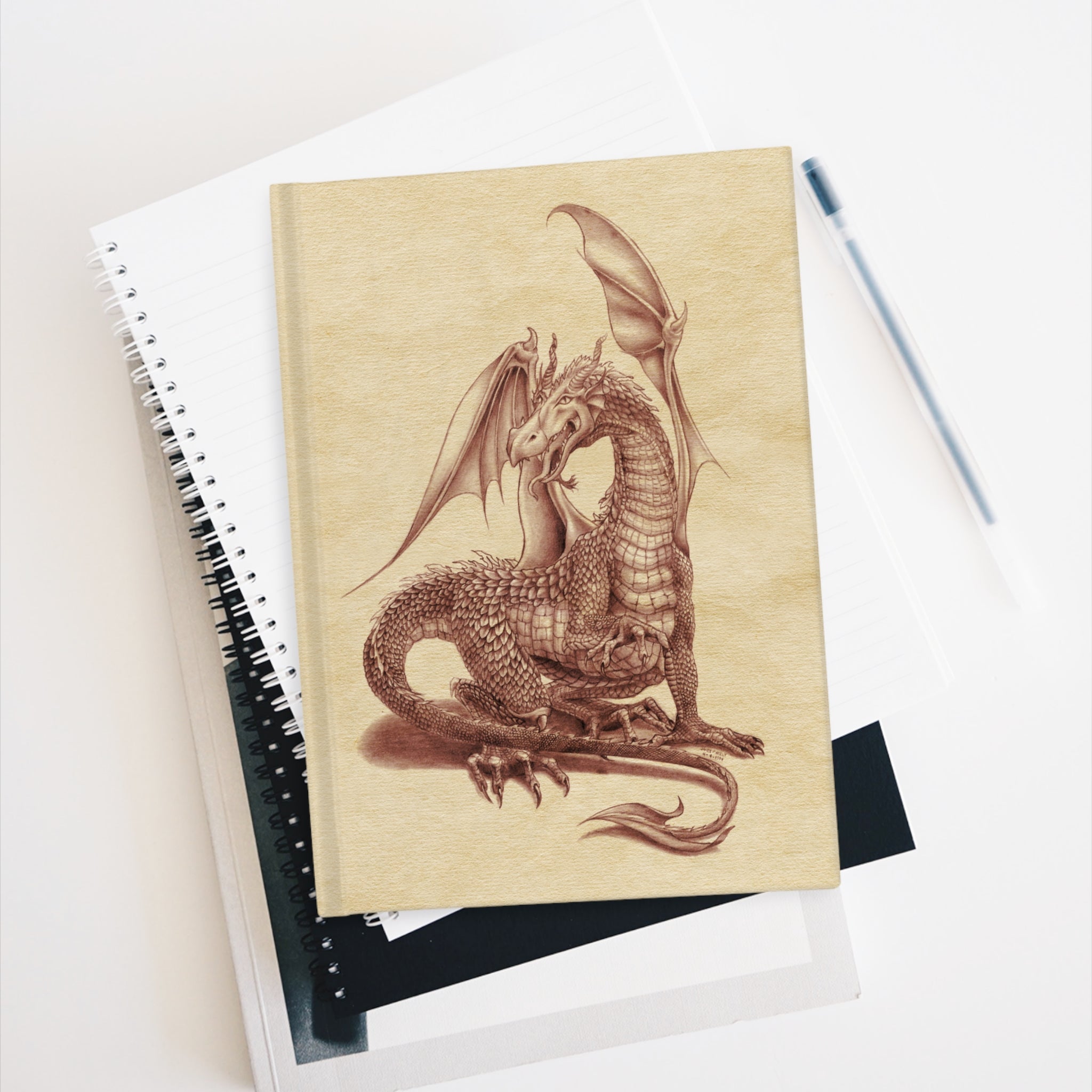 Dragon Sketch Journal — Vintage Fantasy Hardcover Notebook