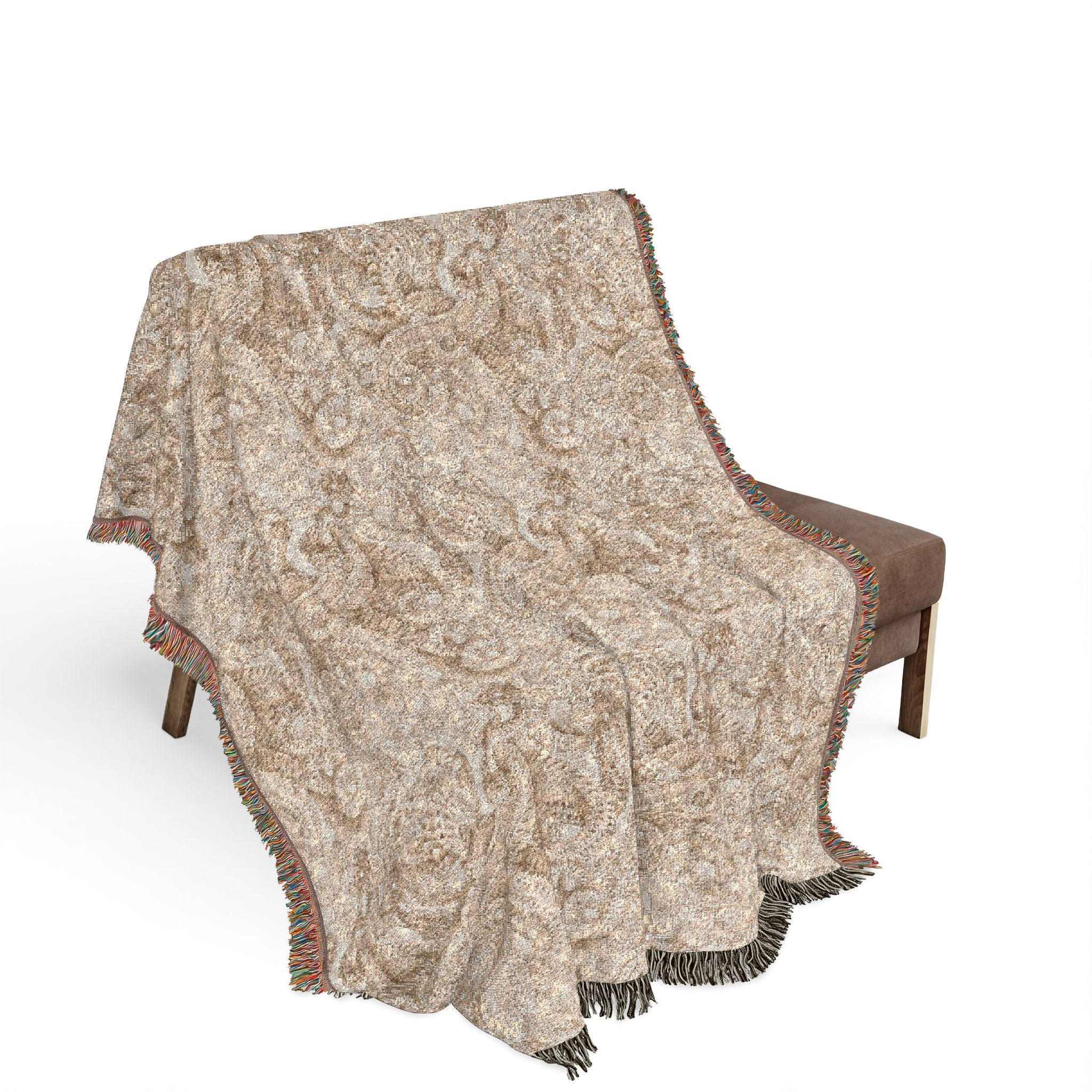 Woven Blanket — Biomechanical Tentacles Throw for Cozy Living Room or Cabin Decor - Tan
