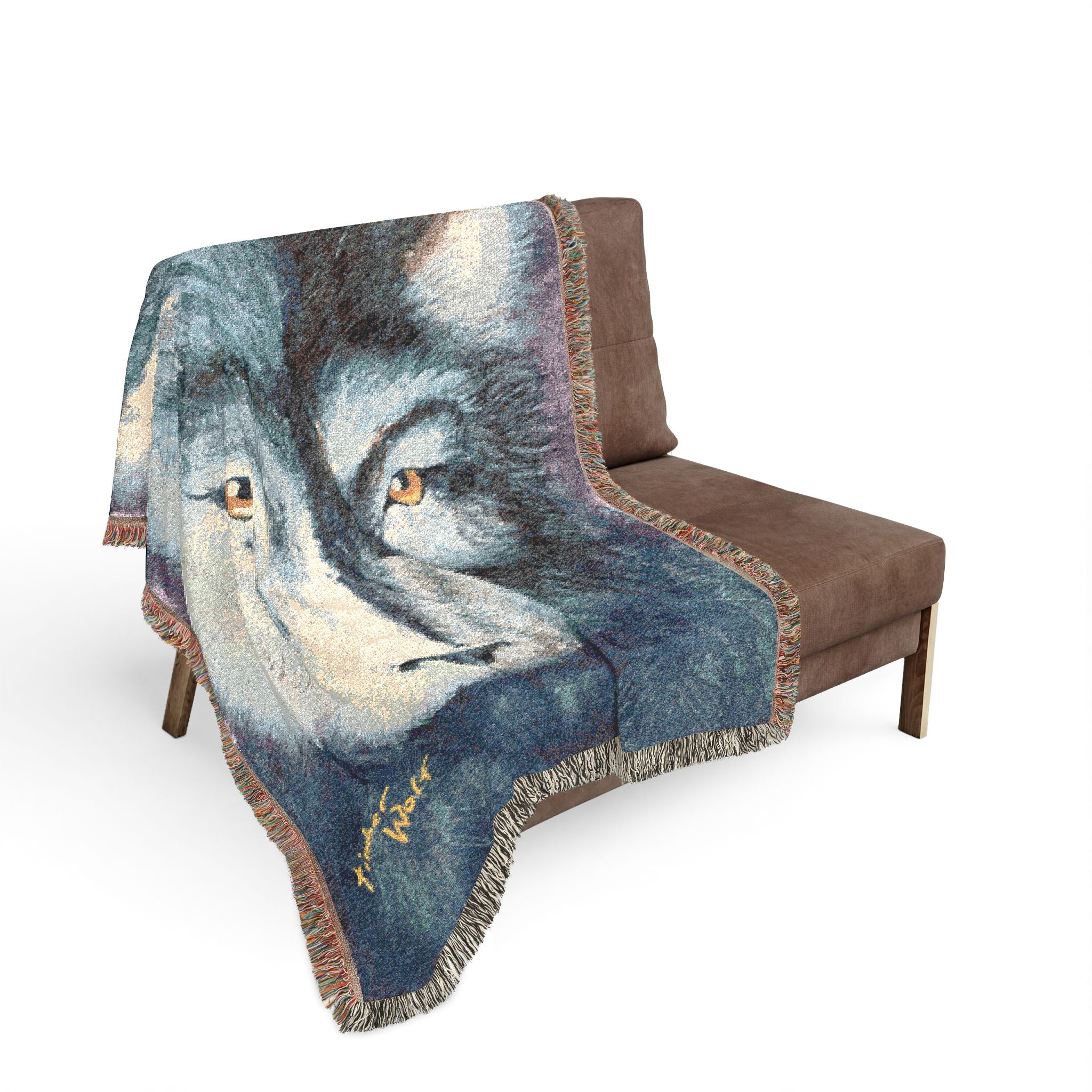 Timber Wolf Woven Blanket - Cozy Decorative Throw with Timber Wolf Design