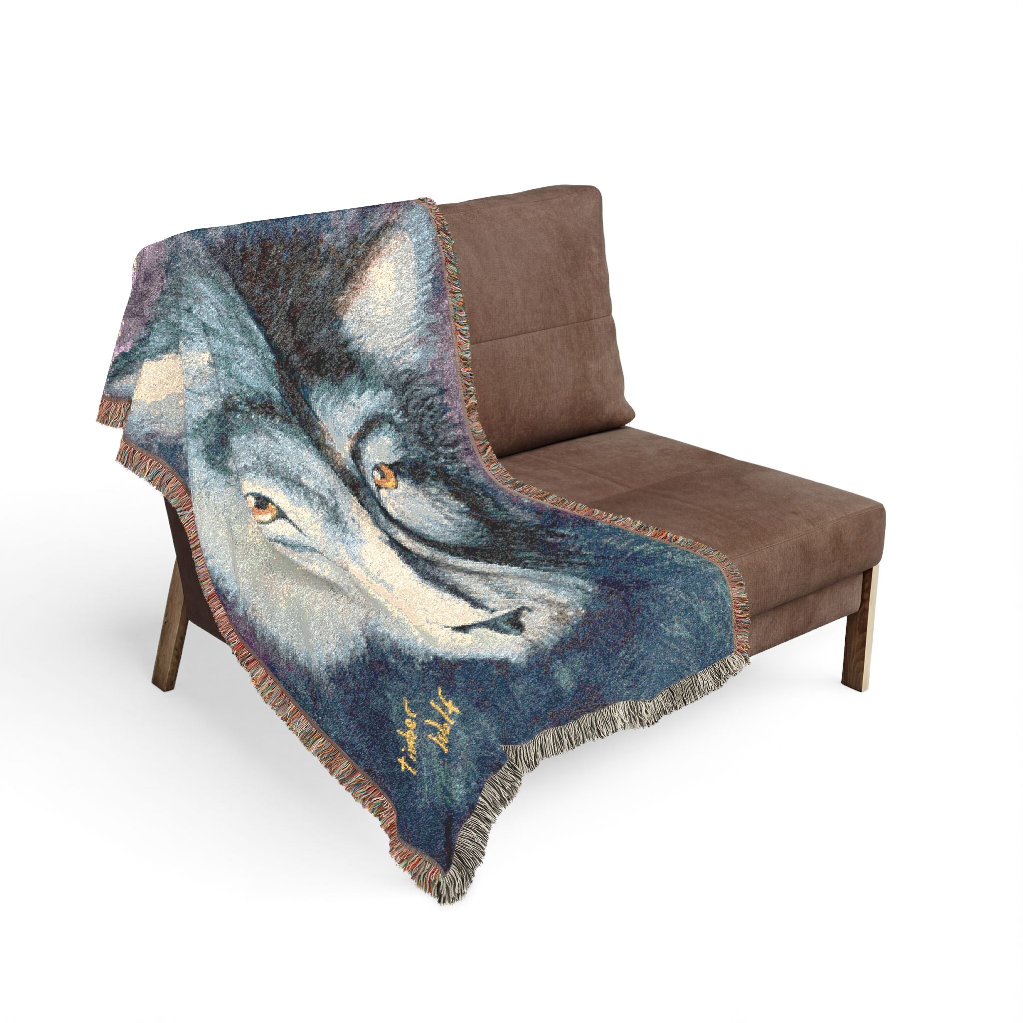 Timber Wolf Woven Blanket - Cozy Decorative Throw with Timber Wolf Design