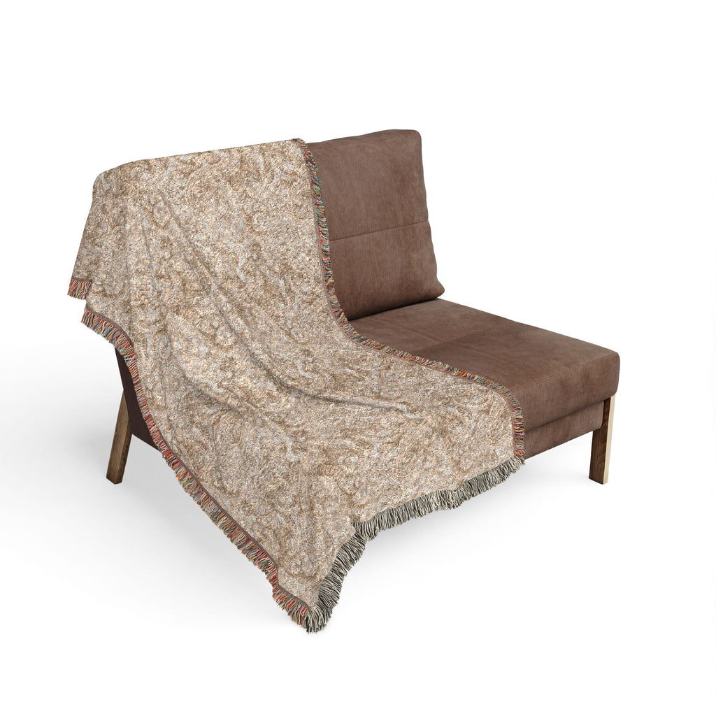 Woven Blanket — Biomechanical Tentacles Throw for Cozy Living Room or Cabin Decor - Tan
