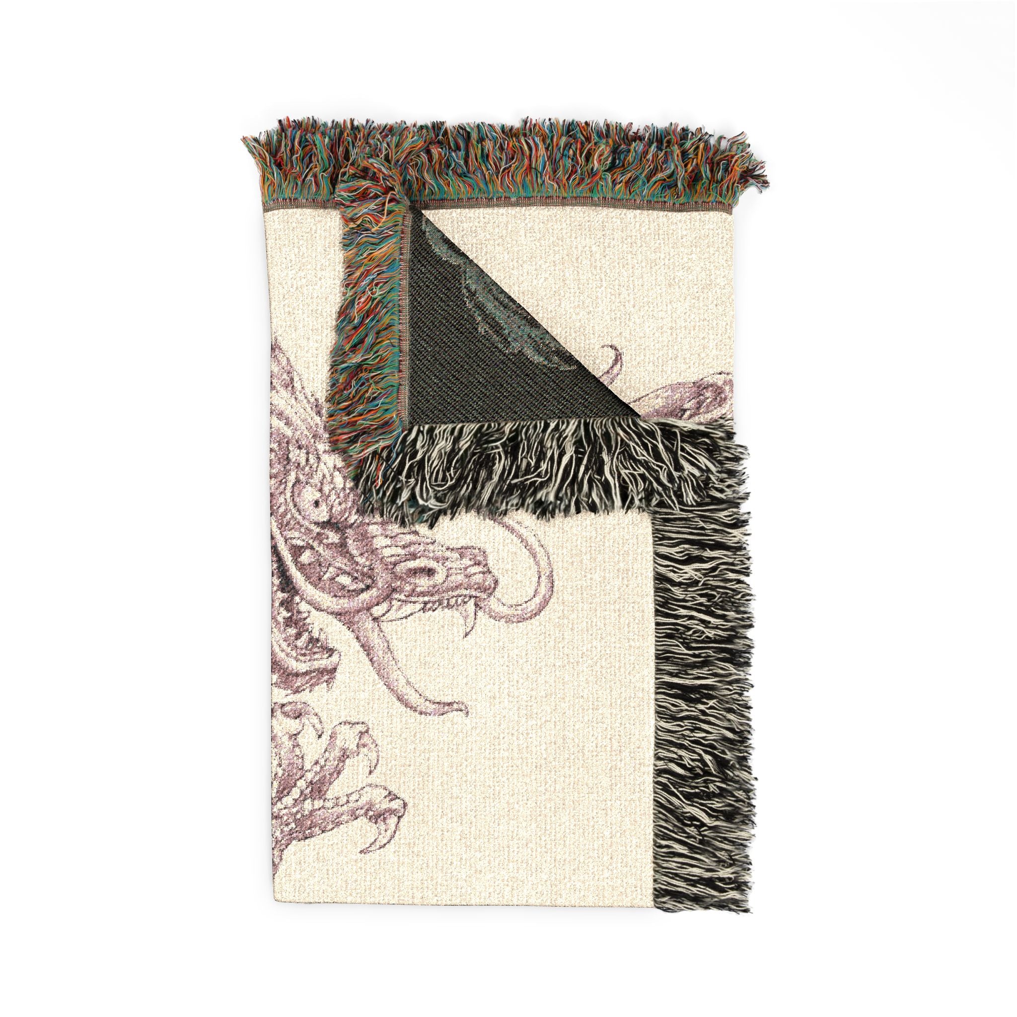 Eastern Dragon Woven Blanket — Oriental Mythical Dragon Throw for Living Room or Bedroom