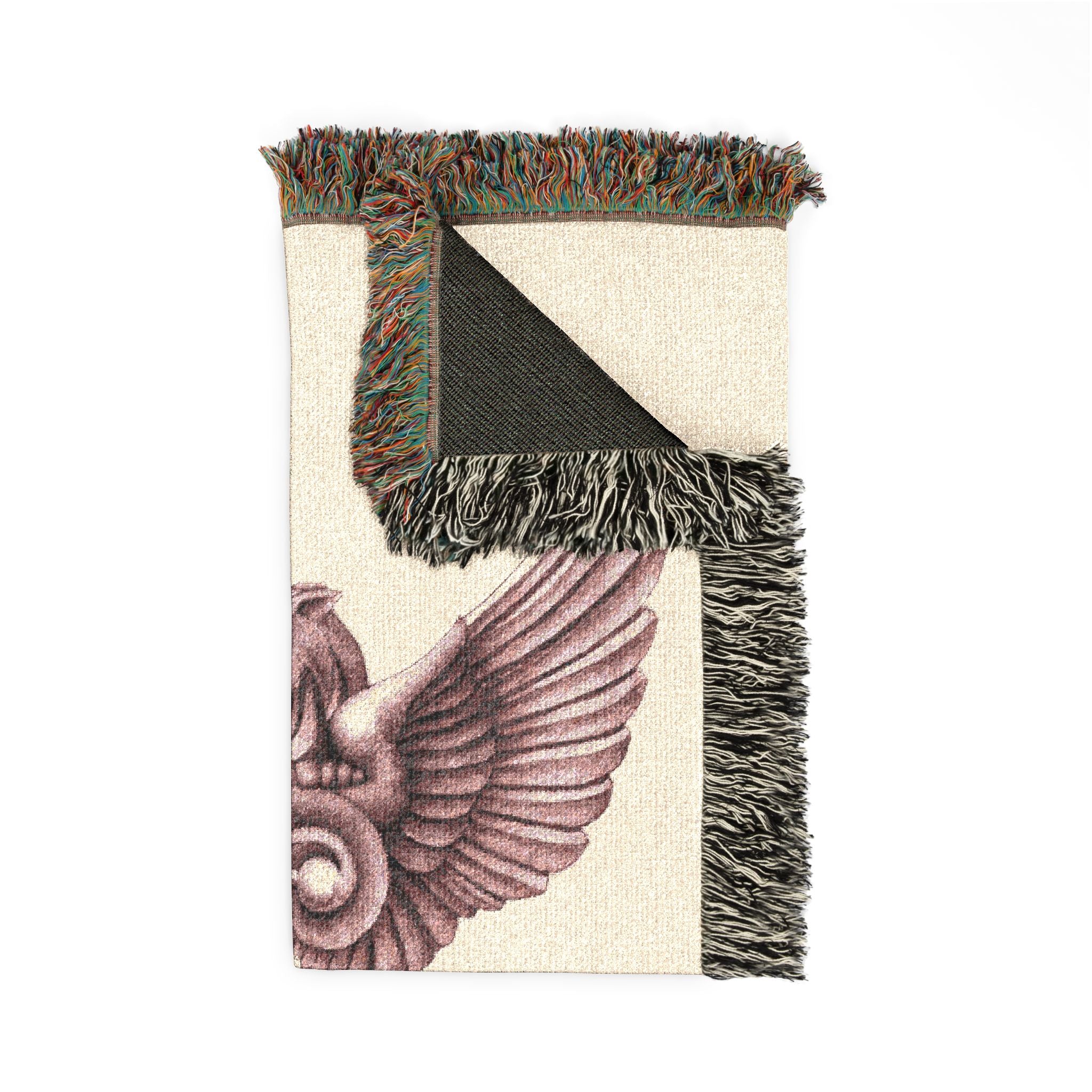 Vintage Winged Gryphon Ornament Woven Blanket — Decorative Throw for Living Room & Bedroom