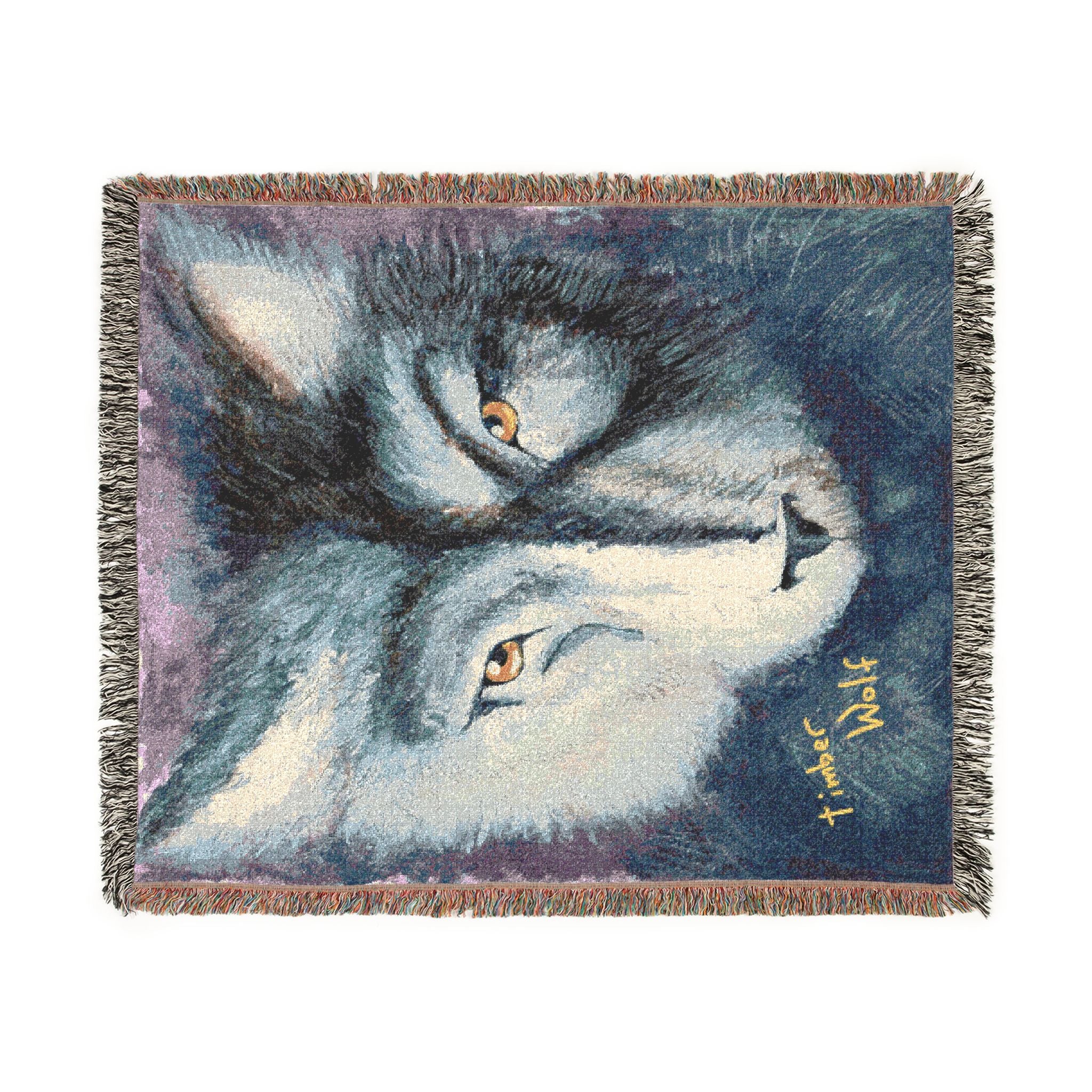 Timber Wolf Woven Blanket - Cozy Decorative Throw with Timber Wolf Design