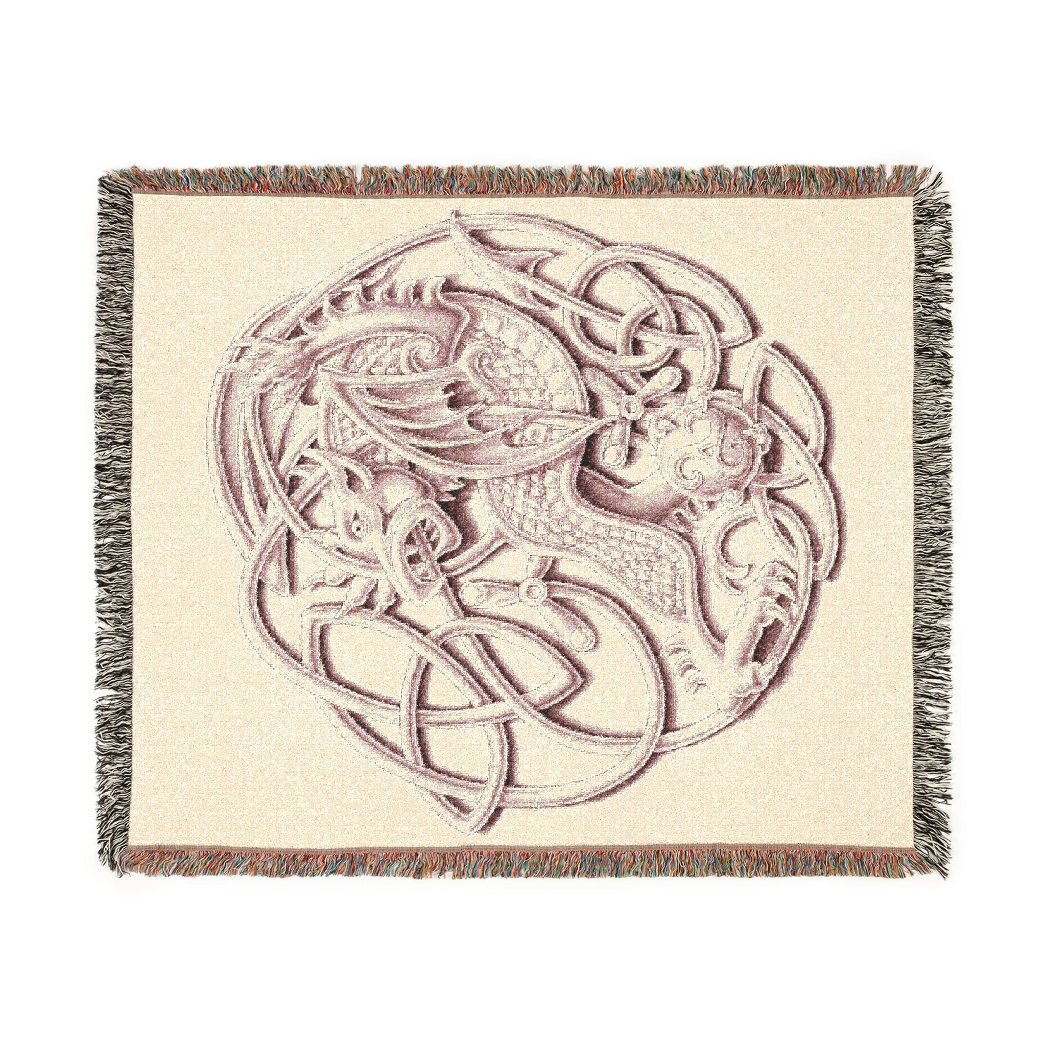 Celtic Knotwork Dragon Woven Blanket — Intricate Norse Dragon Throw