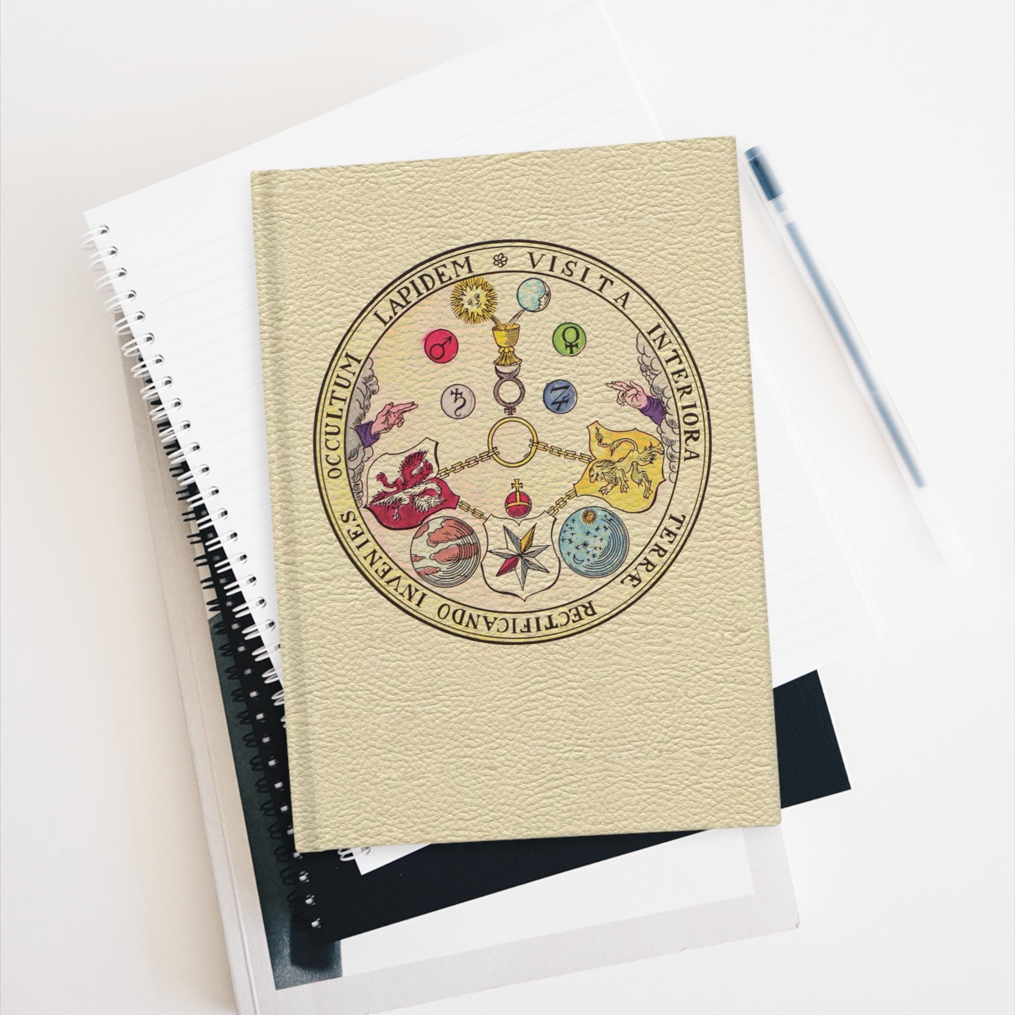 Alchemical Themed Journal with Old VITRIOL Seal Hardcover Journal — Vintage Occult Grimoire Notebook