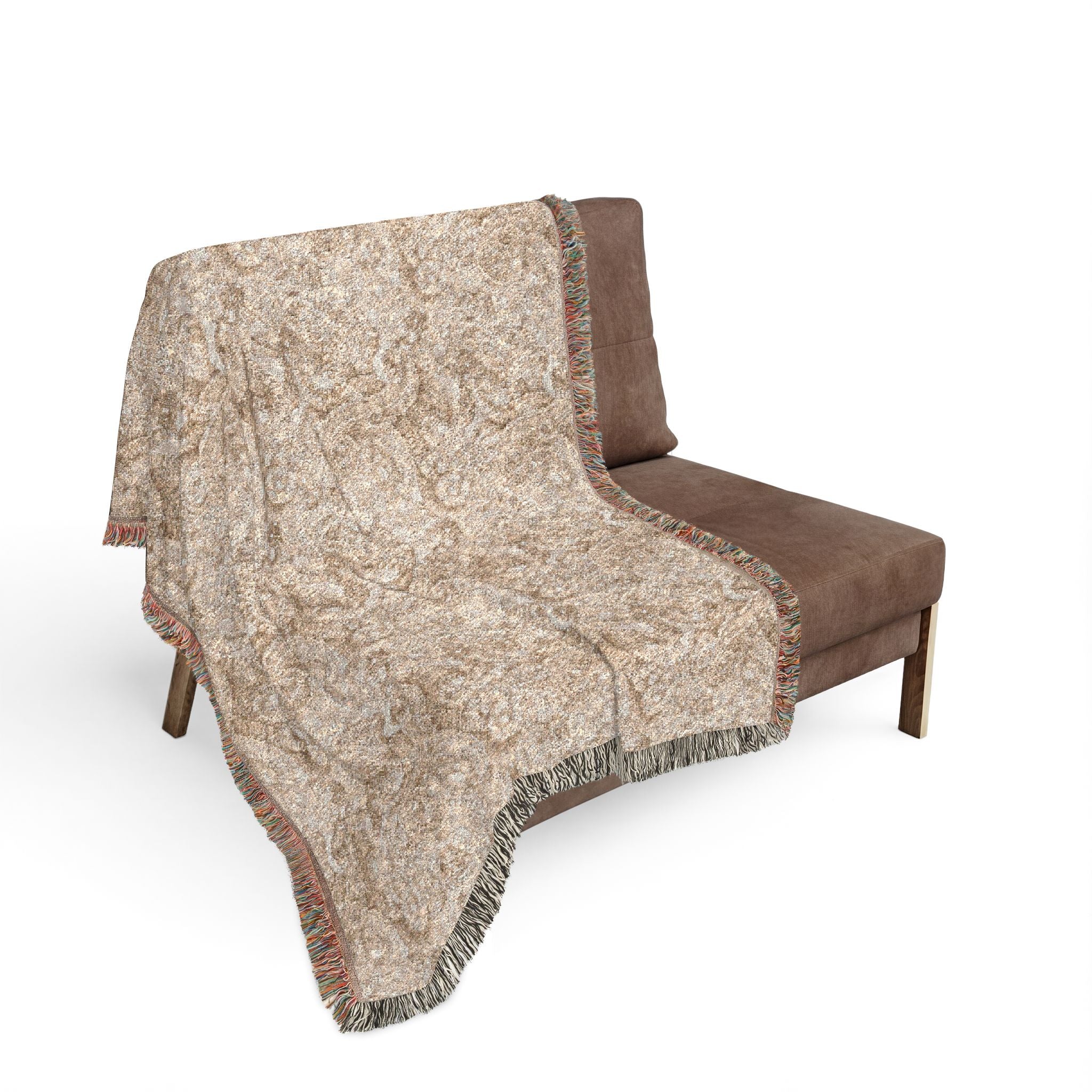 Woven Blanket — Biomechanical Tentacles Throw for Cozy Living Room or Cabin Decor - Tan