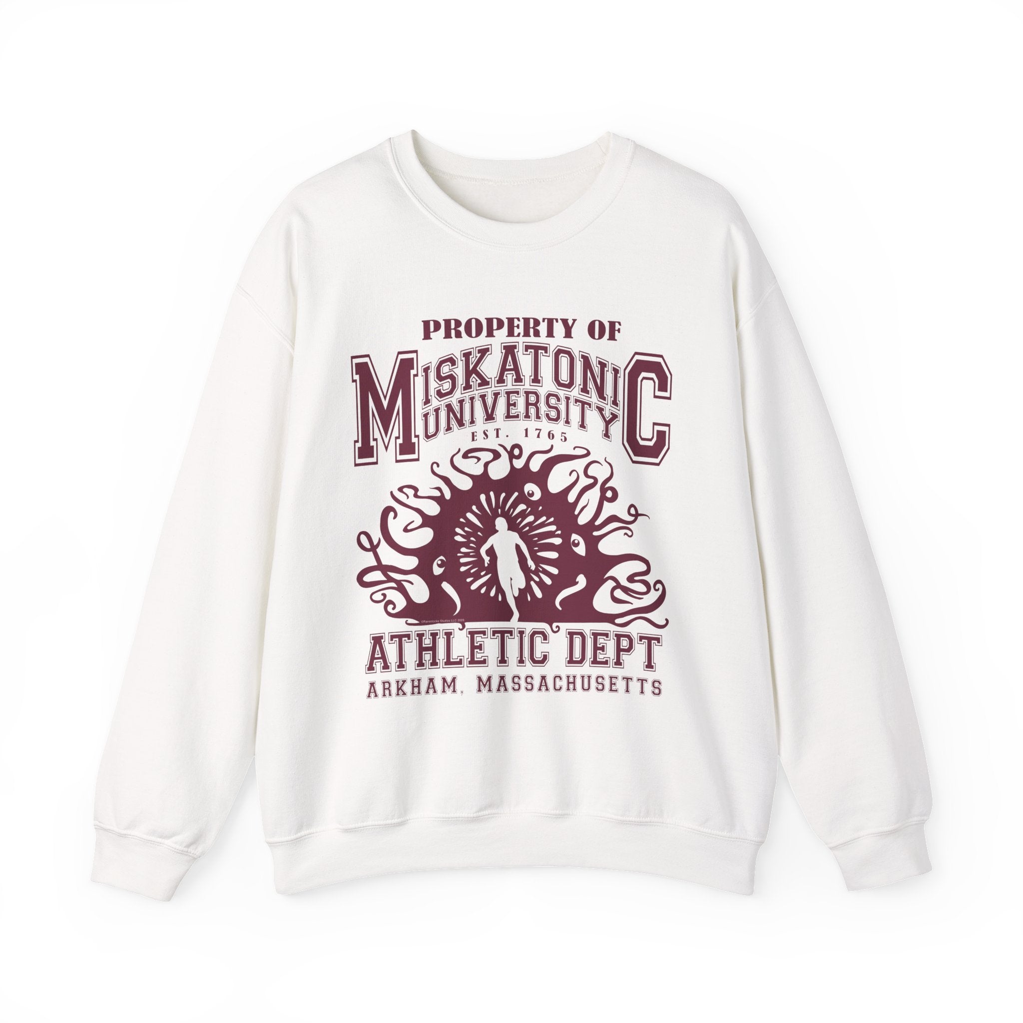 Miskatonic University Athletic Dept Crewneck Sweatshirt - Humorous Arkham Horror College Wear with Shoggoth
