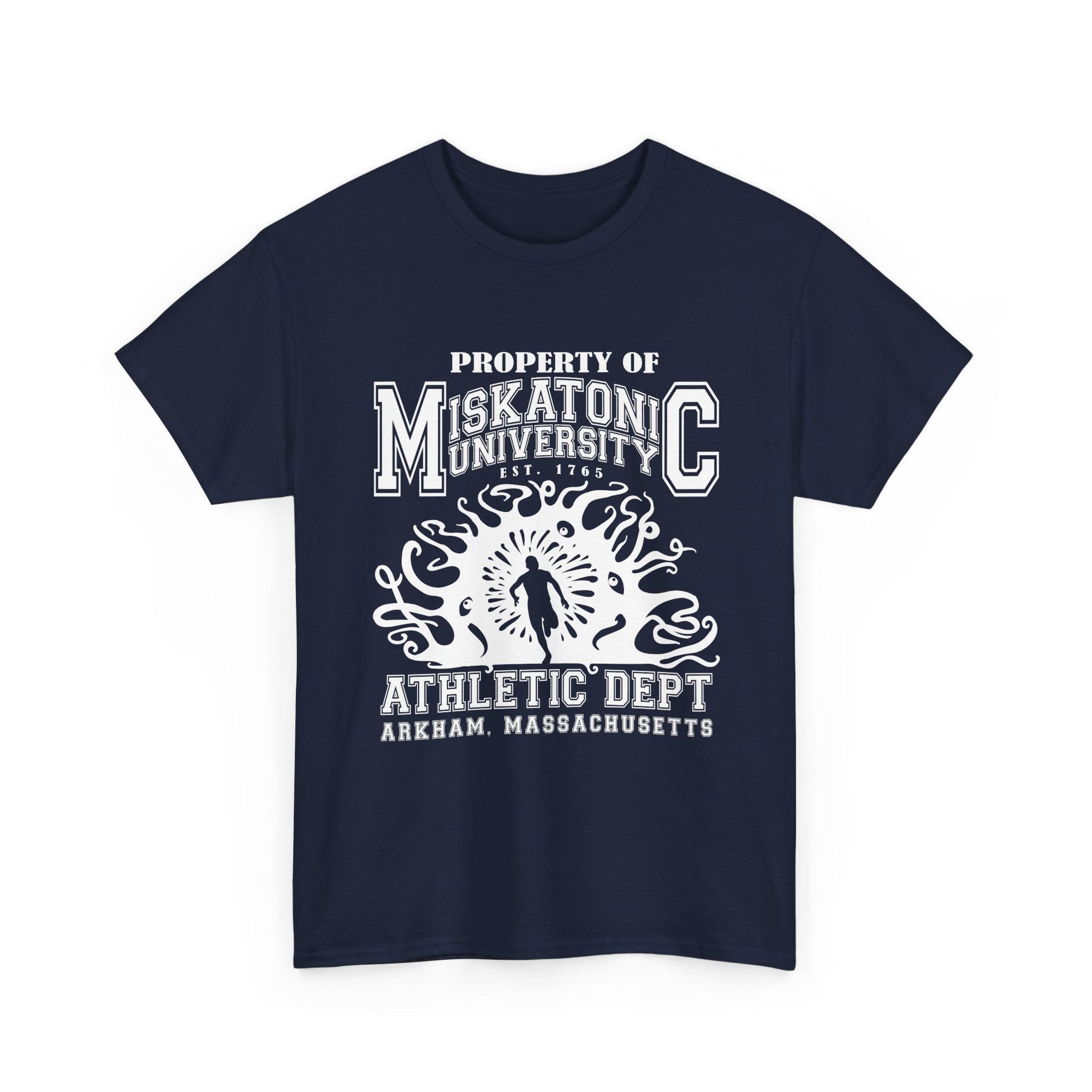 Miskatonic University Athletic Dept T-Shirt — Humorous Arkham Horror College Tee with Shoggoth