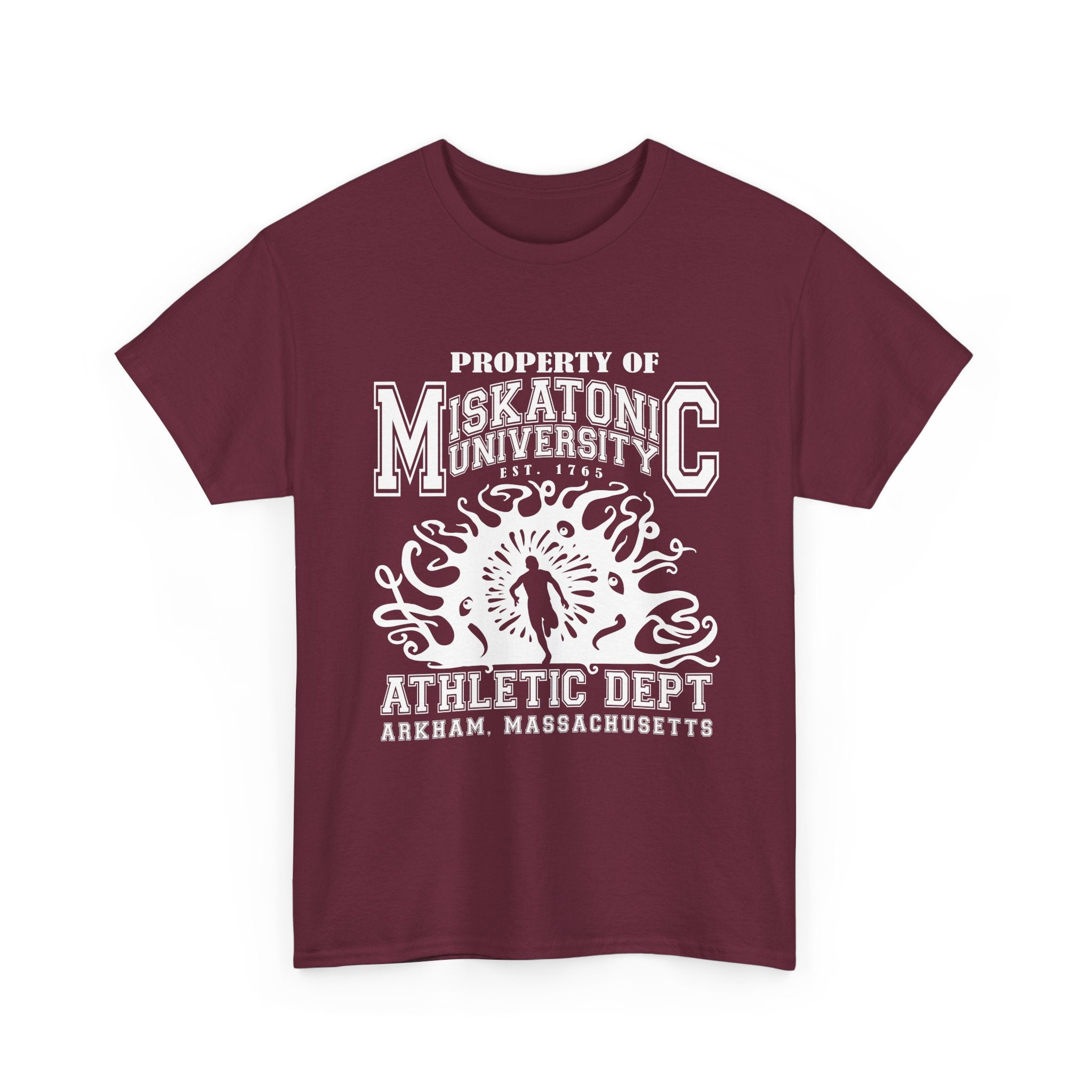 Miskatonic University Athletic Dept T-Shirt — Humorous Arkham Horror College Tee with Shoggoth