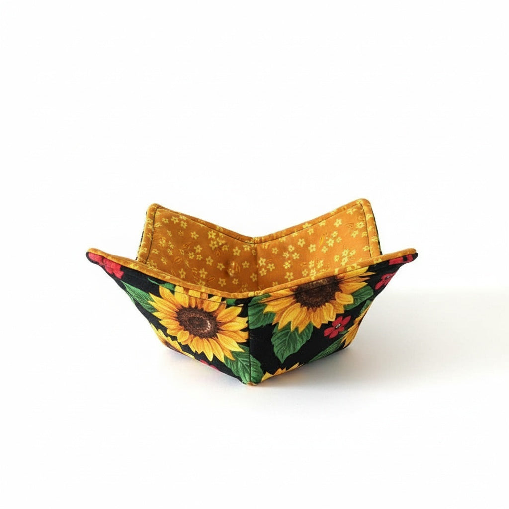 10” Sunflower Bowl Cozy – 100% Natural Cotton, Microwave Safe
