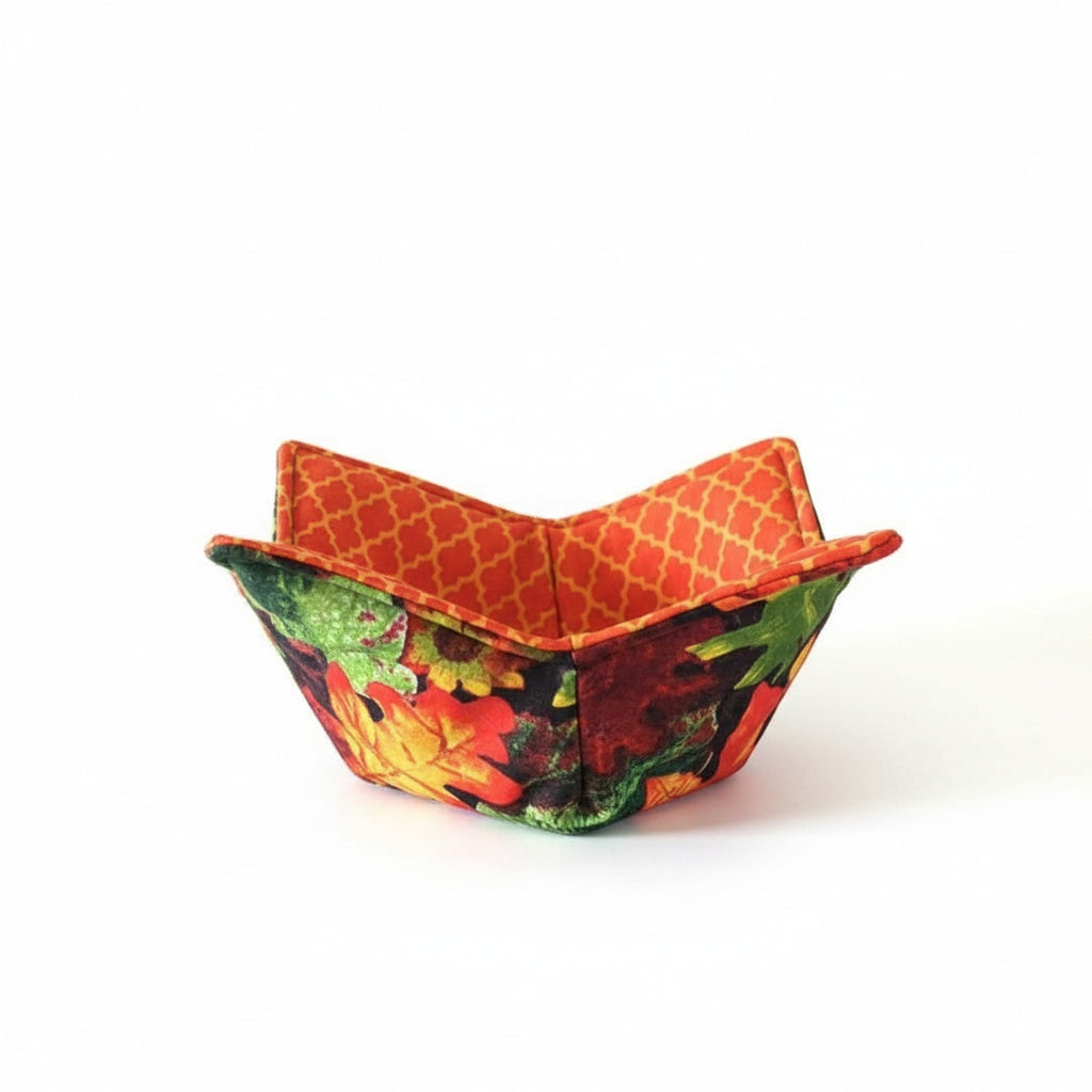 10” Autumn Leaves  Bowl Cozy – 100% Natural Cotton, Microwave Safe