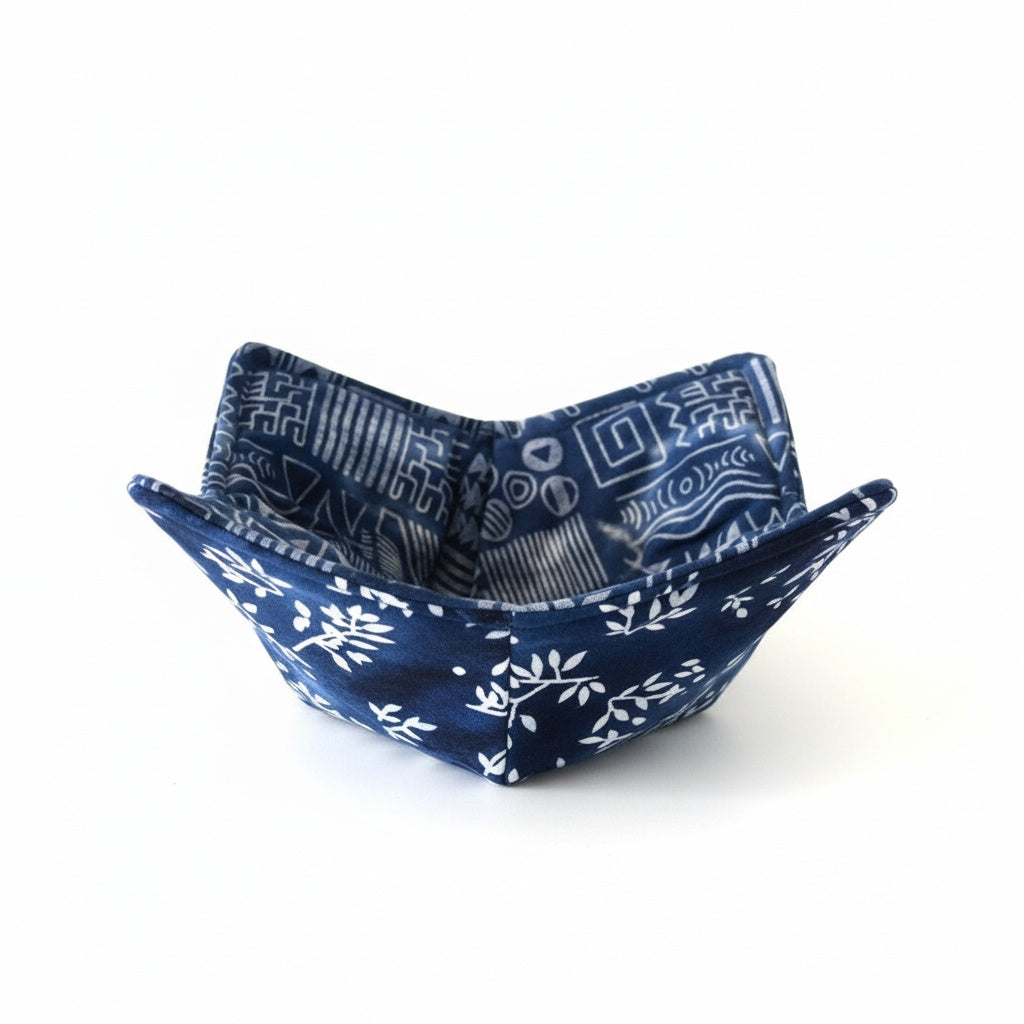 10” Blue Calmness Bowl Cozy – 100% Natural Cotton, Microwave Safe