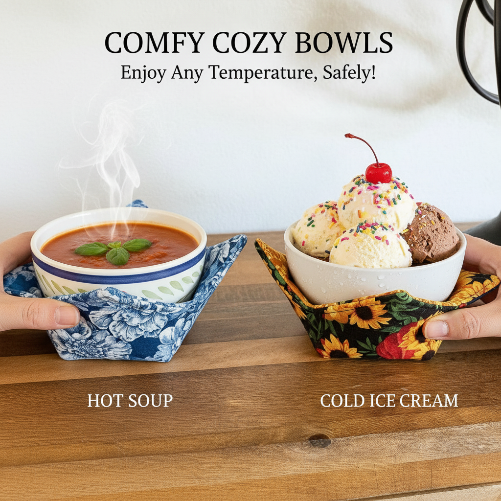10” Autumn Leaves  Bowl Cozy – 100% Natural Cotton, Microwave Safe
