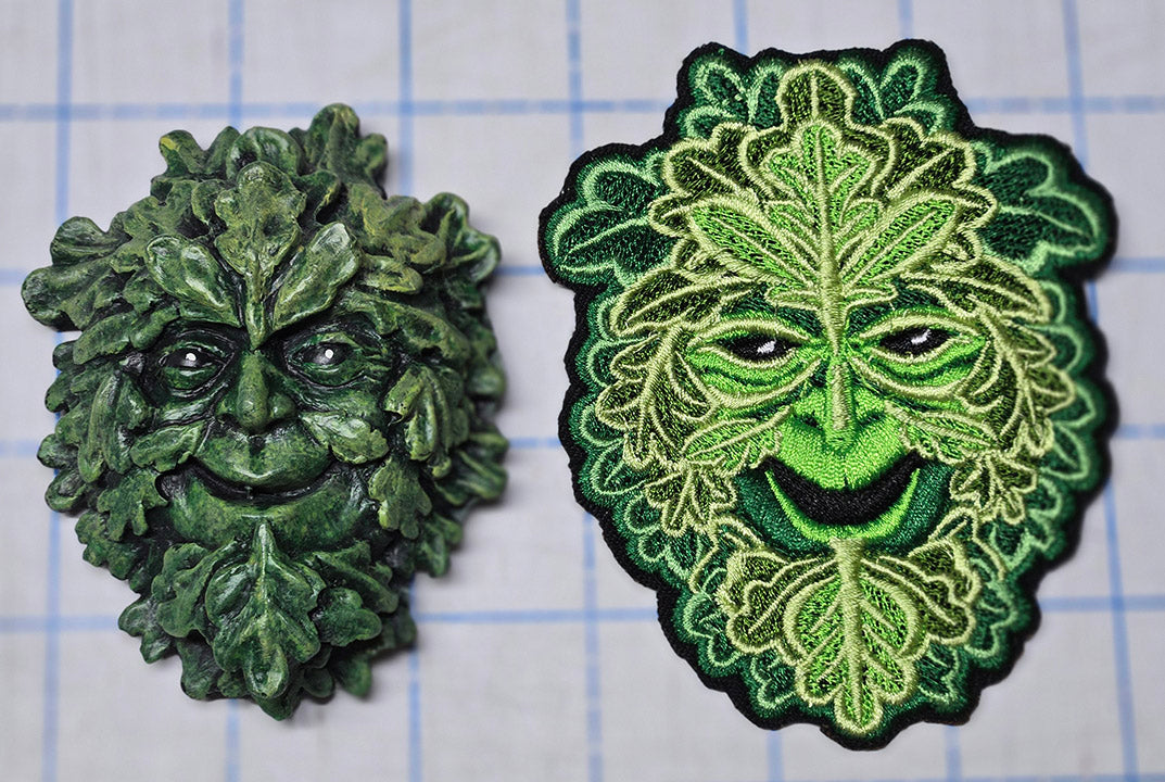 Green Man Embroidered Patch