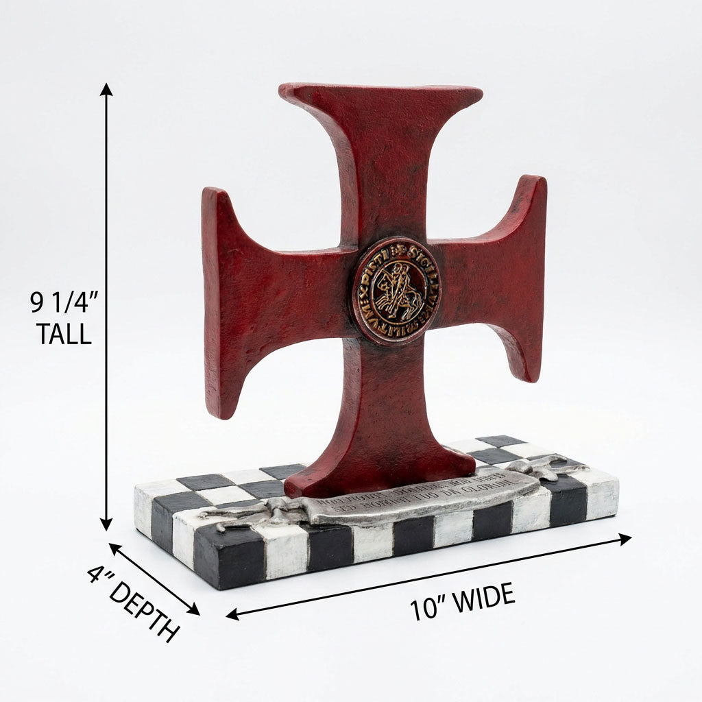 Knights Templar Altar Cross object with dimensions on a white background
