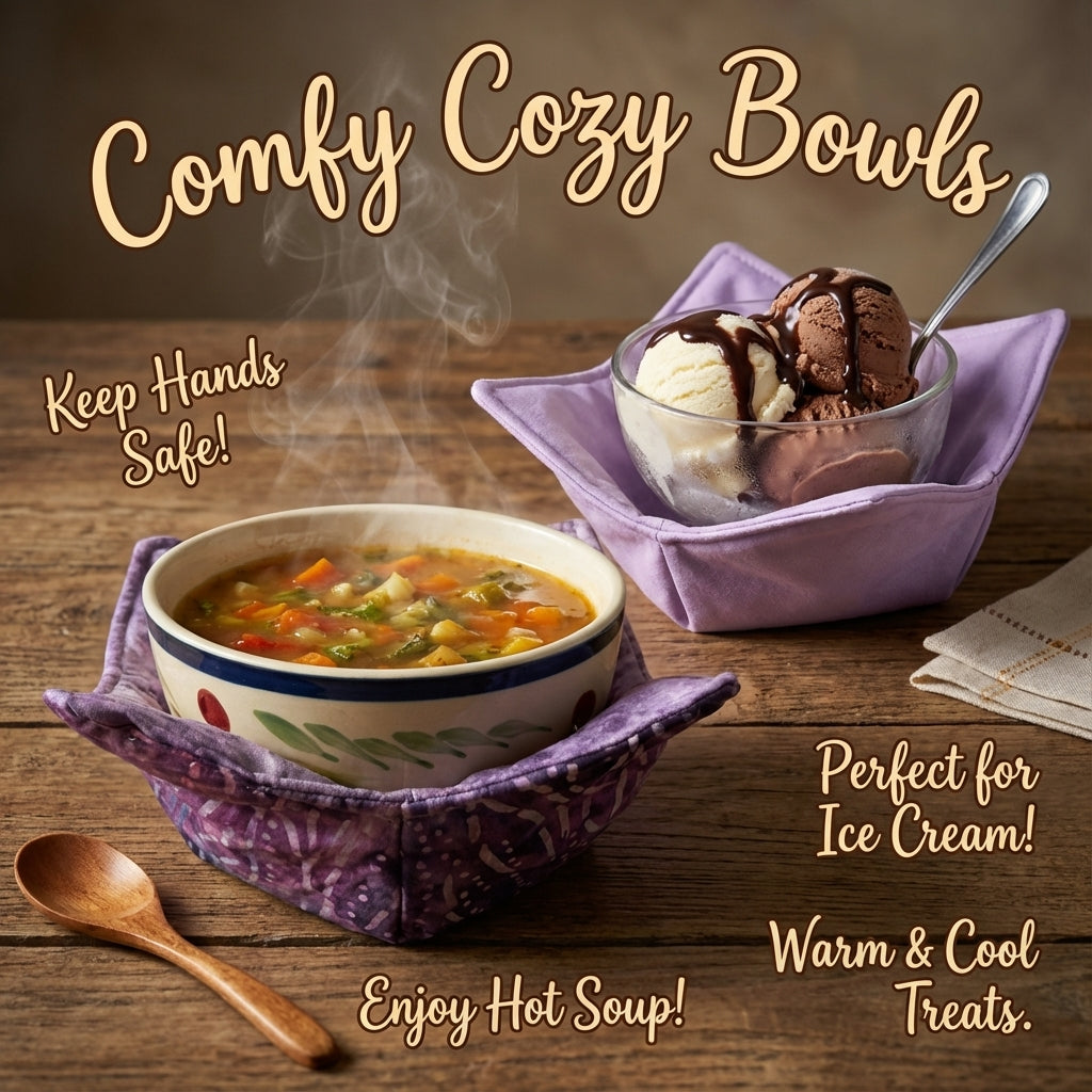 10" Purple Batik Bowl Cozy – Microwave Safe