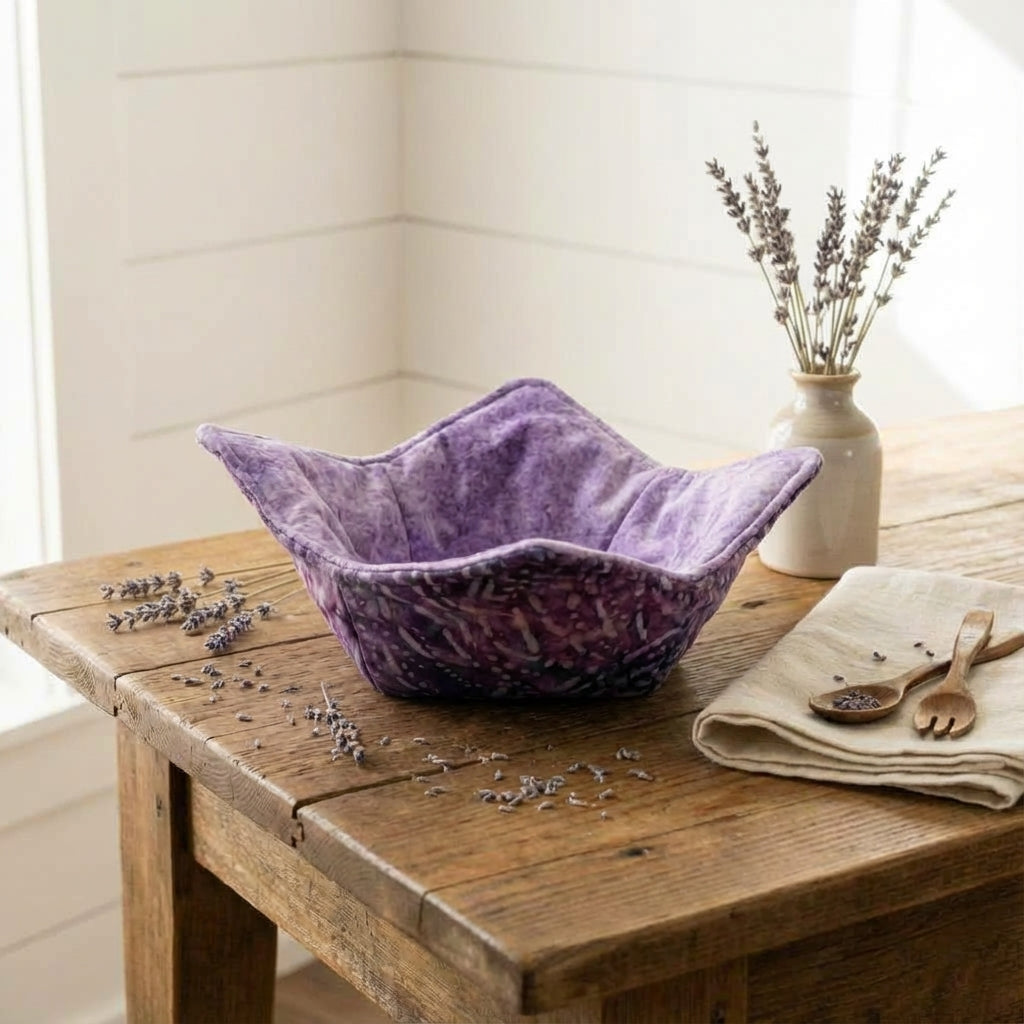 10" Purple Batik Bowl Cozy – Microwave Safe