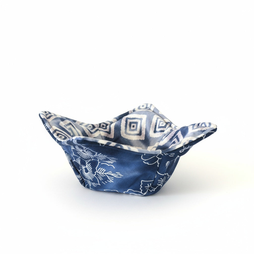 10” Winter Blues Bowl Cozy– 100% Natural Cotton, Microwave Safe